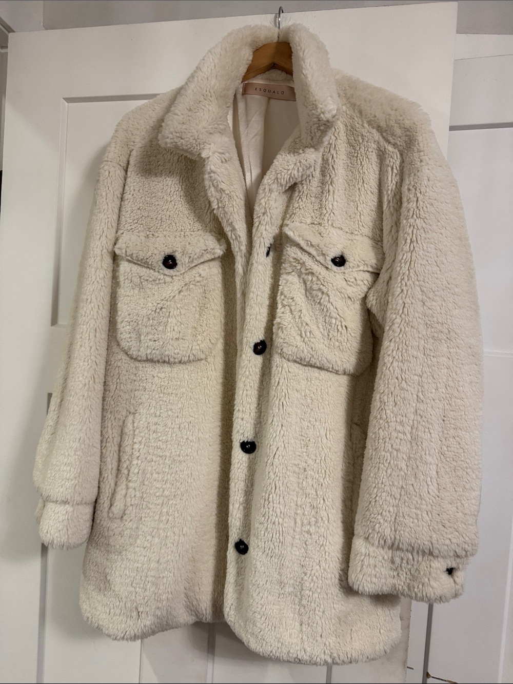 Esqualo Teddy Fleece Shacket in Cream